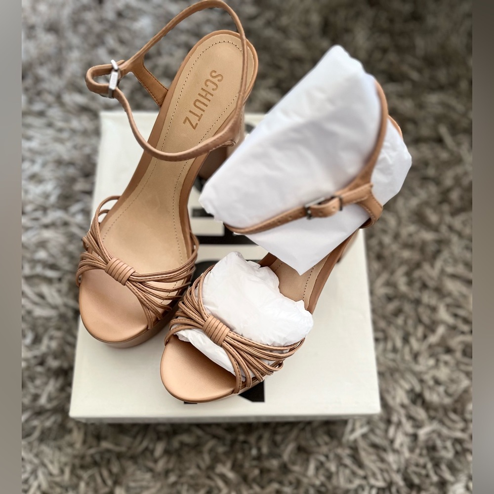 Schutz honey beige platform sandal